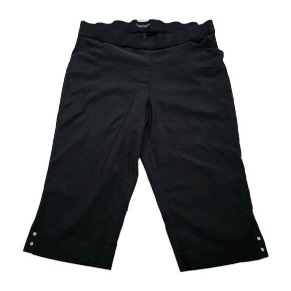 Counterparts Capri Pants Women 2X Black Pull On Elastic Waist Slits Studs Mature - Picture 1 of 16